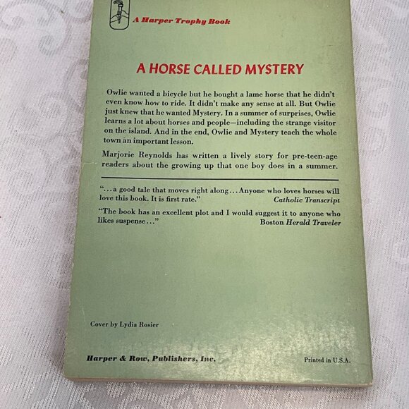 A Horse Called Mystery By Marjorie Reynolds Vintage 1972 Paperback Harper Trophy - Picture 2 of 4